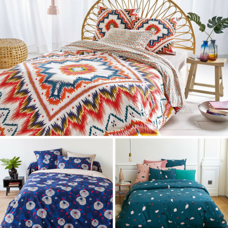Très décoratives, il y a des housses de couette de toutes les couleurs avec toutes de sortes de motifs.